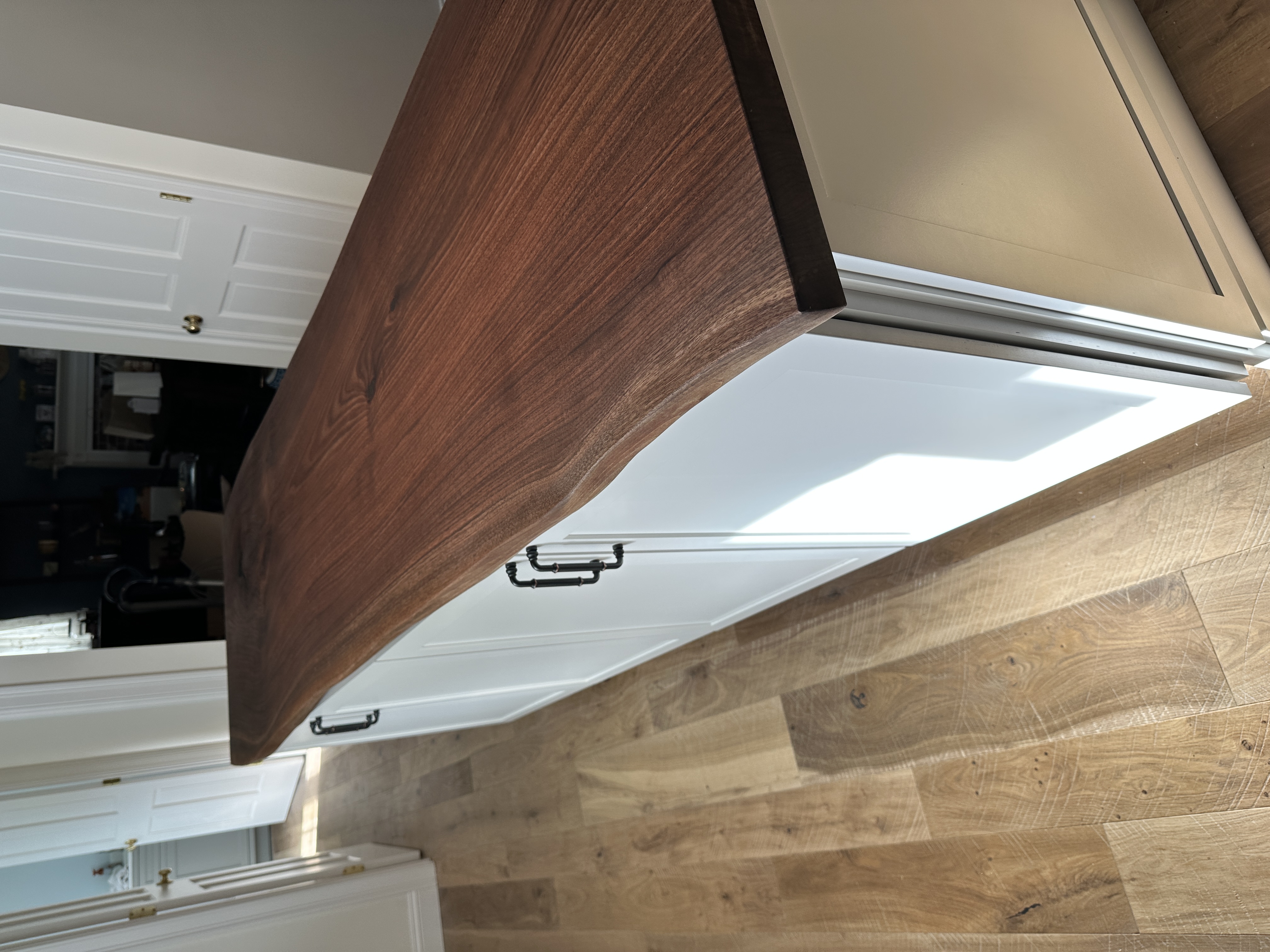 Live edge walnut island top — handcrafted Black Walnut table by New England Table Company