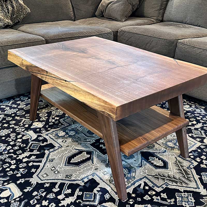 Small walnut coffee table for a Boston apartment