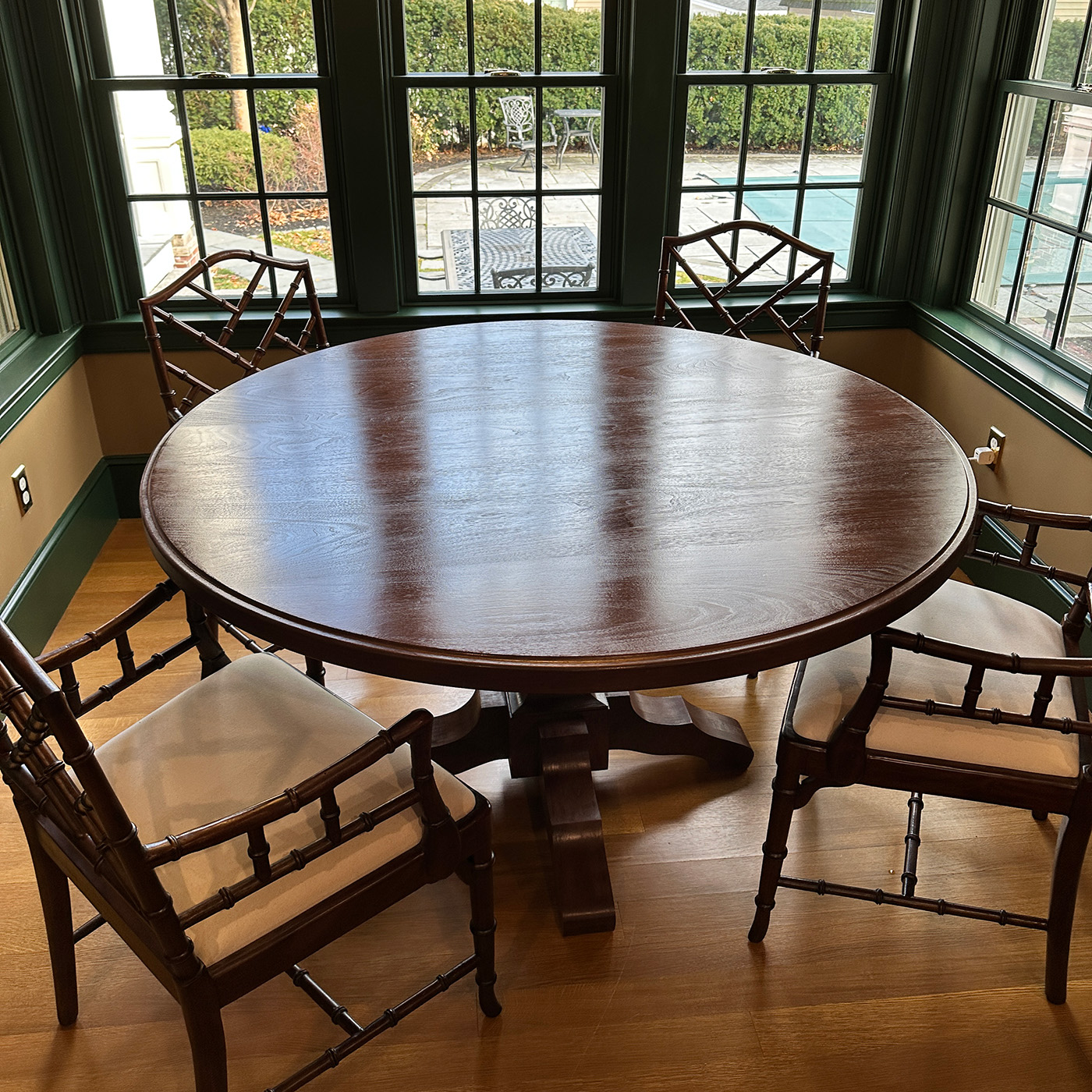 Custom round table in Concord Victorian home