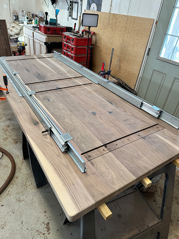 A walnut table in progress