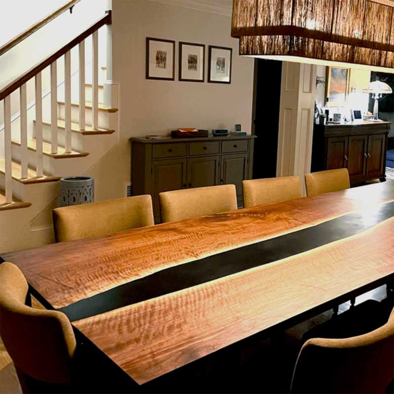 Walnut river table with a Crossfit connection