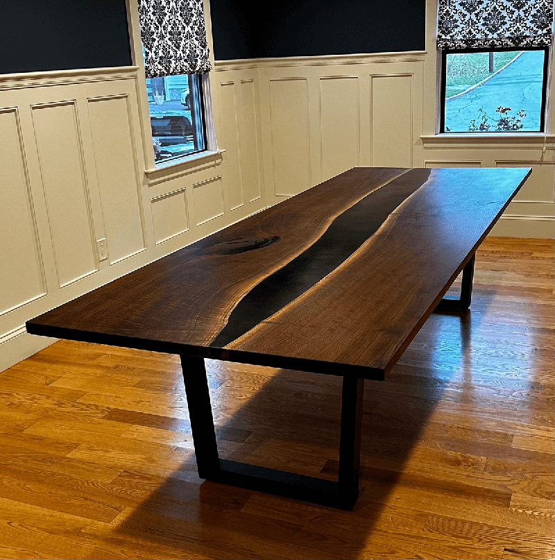 custom furniture : Black walnut river table