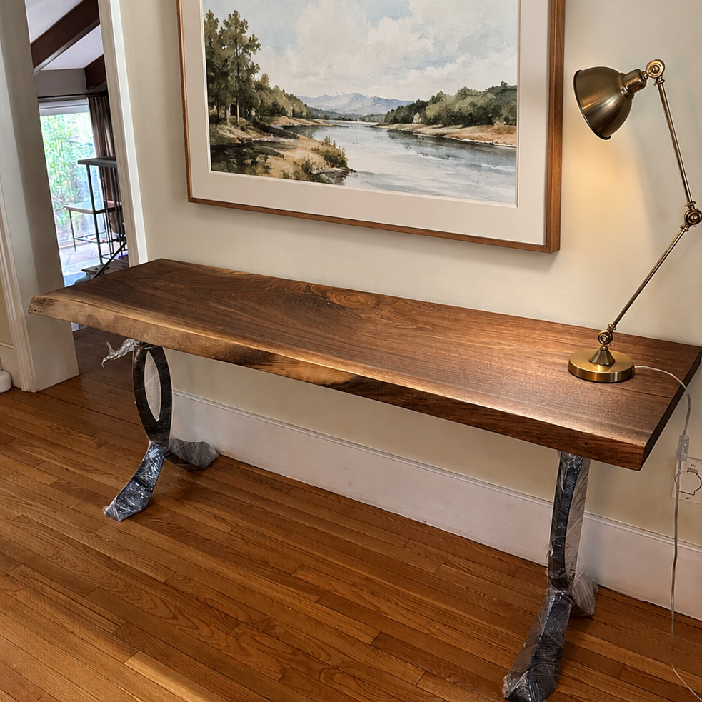 Live edge walnut desk — handcrafted Black Walnut table by New England Table Company