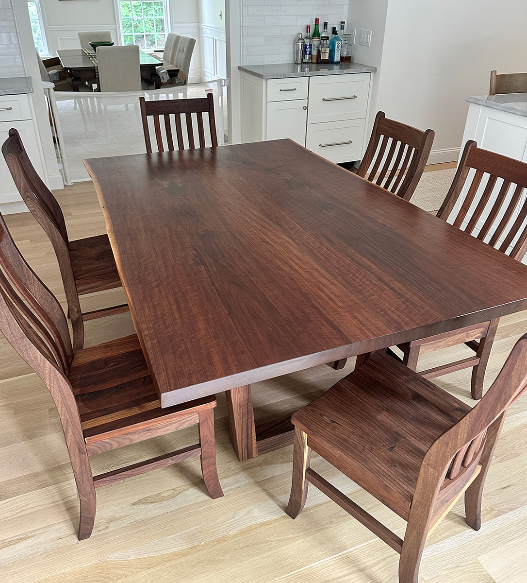 Live edge walnut kitchen table — handcrafted Black Walnut table by New England Table Company