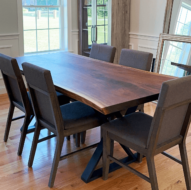 custom furniture : Live Edge Walnut Dining Table