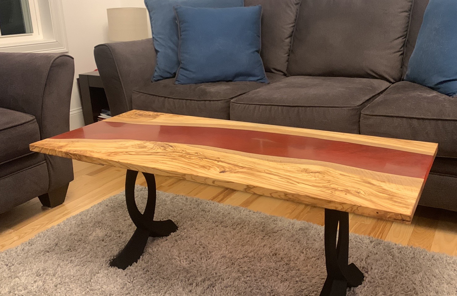 Olive and Epoxy Coffee Table — handcrafted Olivewood table by New England Table Company
