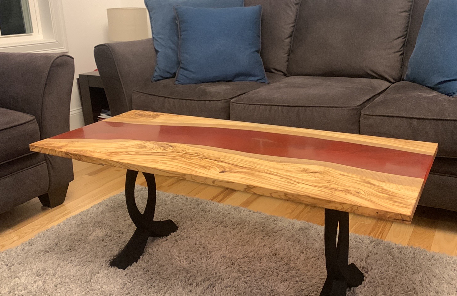 Olive and Epoxy Coffee Table — handcrafted Black Walnut table by New England Table Company