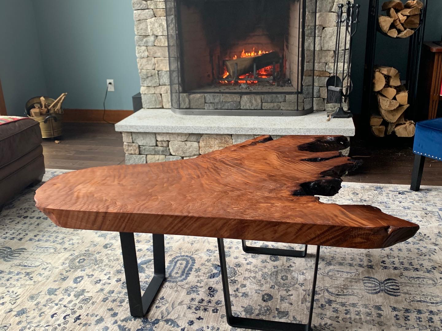 Redwood Coffee Table — handcrafted Redwood table by New England Table Company