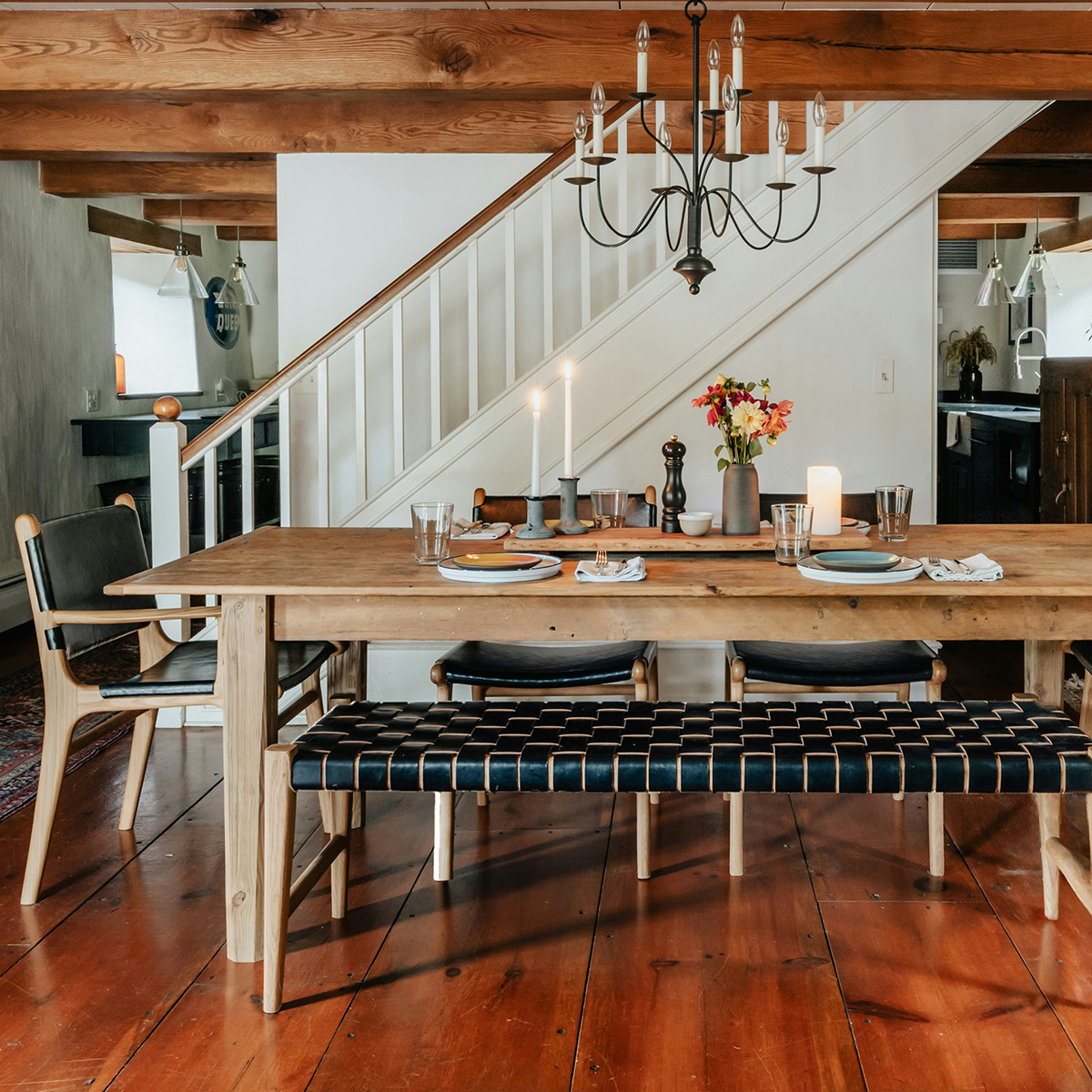Dining table with bench seating