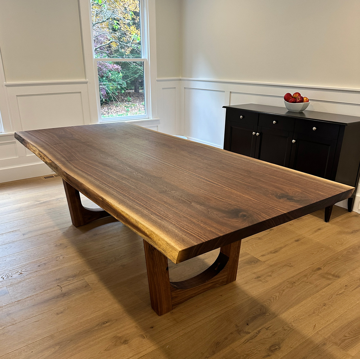Walnut Dining Table with Scoop Legs — handcrafted Black Walnut table by New England Table Company
