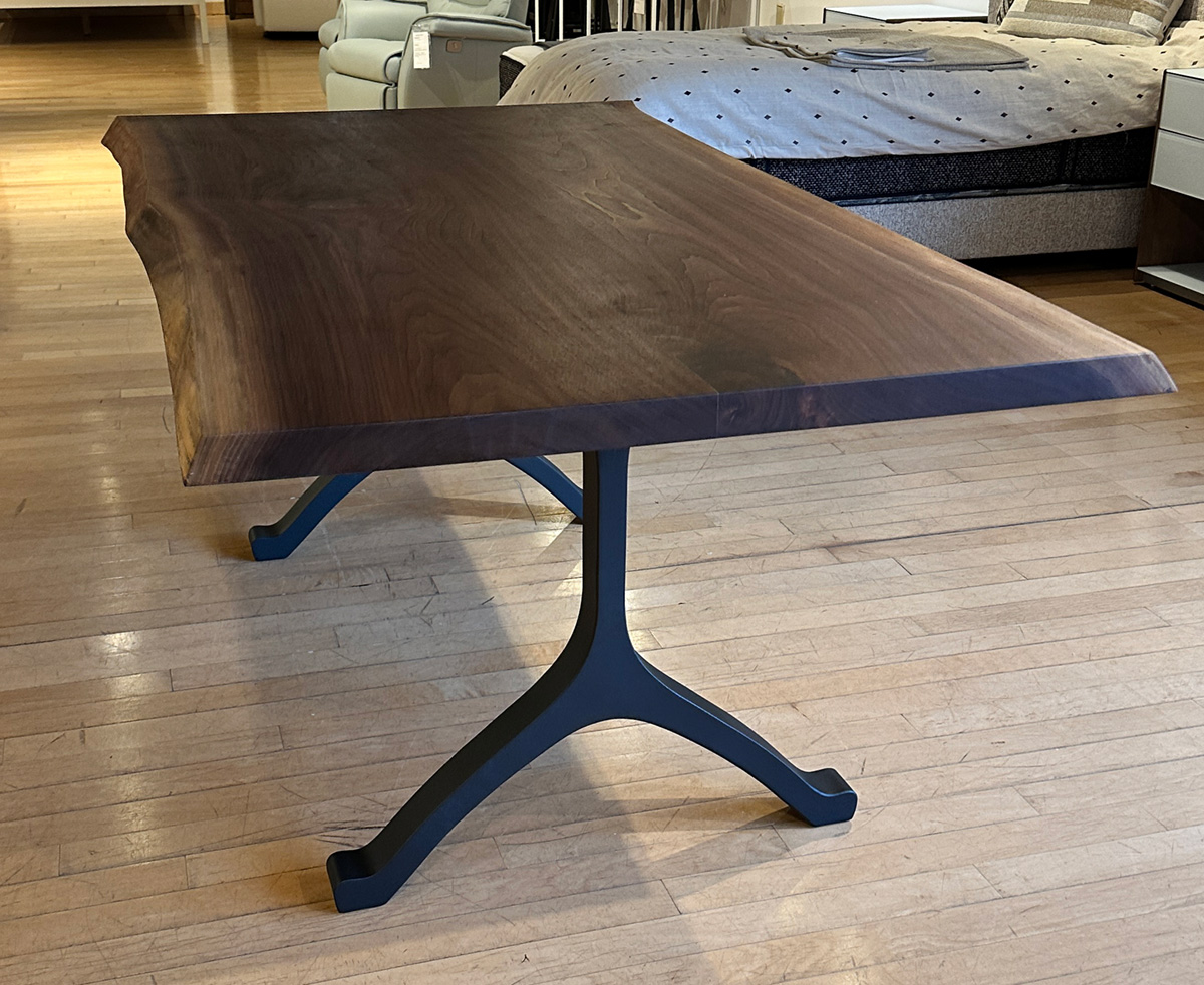 Live Edge Dining Table with Wishbone Legs — handcrafted Black Walnut table by New England Table Company